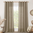 Taupe Linen Curtains 90 Inch Length by LAMIT