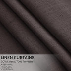 Cocoa Coffee Linen Curtains 90 Inch Long 2 Panels Set - Image 2