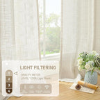 Natural Linen Semi Sheer Curtains 63 Inch - Image 4