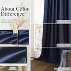 Navy Blue 100% Blackout Curtains 108 Inch Length 2 Panels Set - Image 7