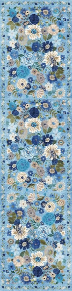 Blue Floral Hallway Runner Rug 3x7 - Image 2