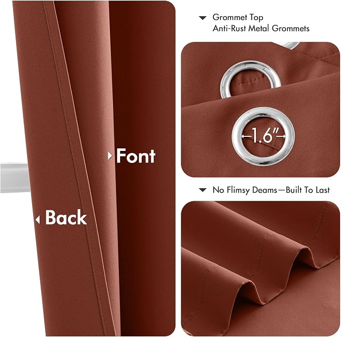 MIULEE Fall Blackout Curtains for Bedroom 2 Panels 40"x84" Long Terracotta | - Image 4