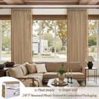 Pinch Pleated Rust Brown Semi Sheer Bedroom Curtains 96 Inches Long 2 Panels Set - Image 5
