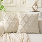 Set of 2 Soft Moroccan Throw Pillow Covers 22x22 Inch Plush Boho Decorative by Cozoomy