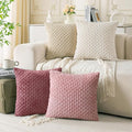 Set of 4 Pink Beige White Decorative Throw Pillow Covers 26x26 Inch Corduroy by Cozoomy