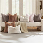 decorUhome Fall Faux Fur Throw Pillow Covers 26x26 Set of 2 Brown | Decorative - Image 5