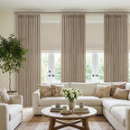 Linen Grey Beige Camel Pleated Light Filtering Curtains 120 Inch Long 50W | - Image 8