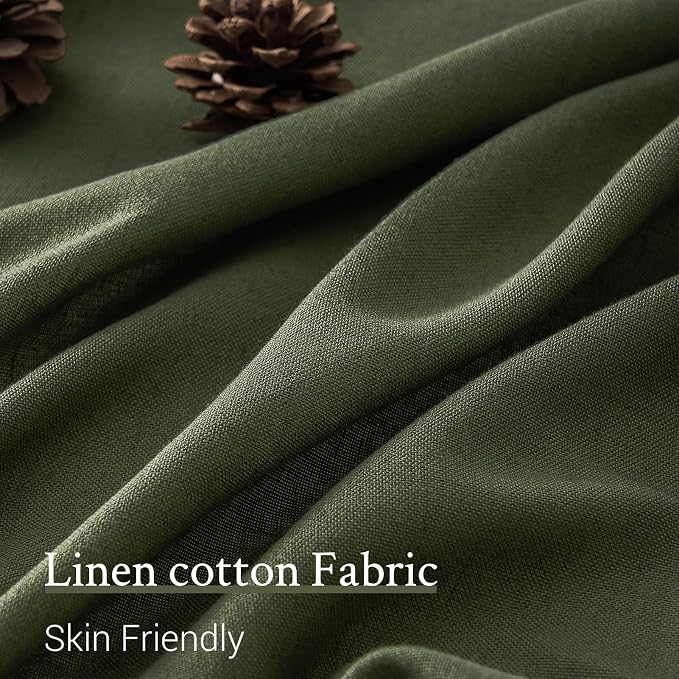 Topfinel Olive Green Pinch Pleated Linen Curtains 100 Inch Length 2 Panels - Image 4