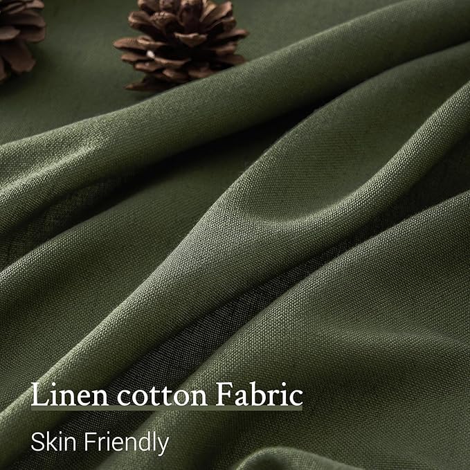 Olive Green Linen Curtains 45 Inches Long - Image 3
