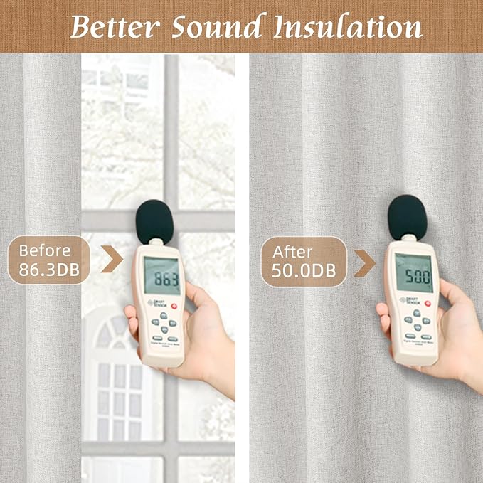 84 Inch 100% Blackout Linen Curtains 2 Panels - Image 6