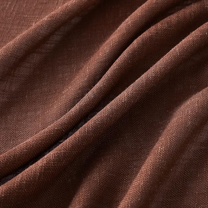 MIULEE Chocolate Brown Linen Curtains 52x54 Inch Long 2 Panels - Image 4