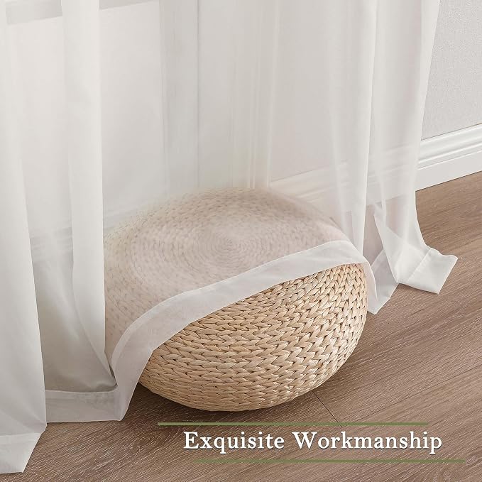 Ivory Sheer Curtains 78 Inches Long 2 Pcs, Rod Pocket Light Filtering Bedroom - Image 9