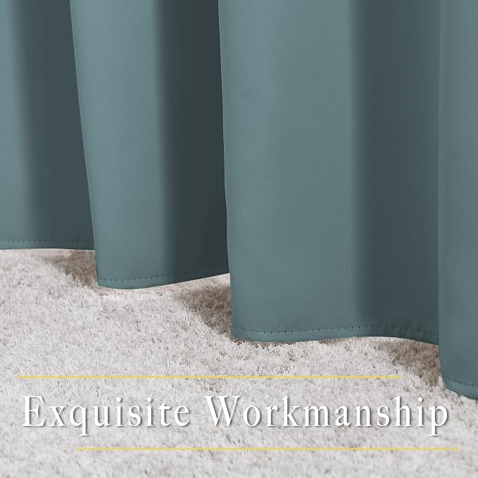 NICETOWN Greyish Blue Short Blackout Curtains - Image 6