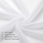 White Sheer Curtains 72 Inches Long 2 Panels, Light Filtering Voile Drapes - Image 3