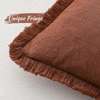 MIULEE Linen Fringe Decorative Fall Throw Pillow Covers Late Autumn 20x20 | Set - Image 8
