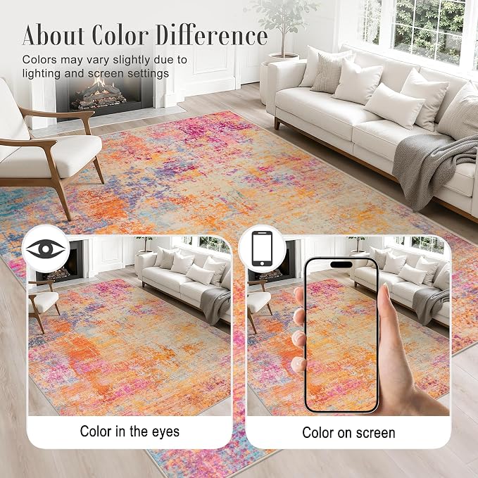 6x9 Area Rug Living Room: Modern Washable Soft Carpet Galaxy Haze | - Image 6