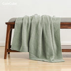 CozeCube Sage Green Seed Stitch Throw Blanket 60"x80", Farmhouse Decor | Blanket - Image 3