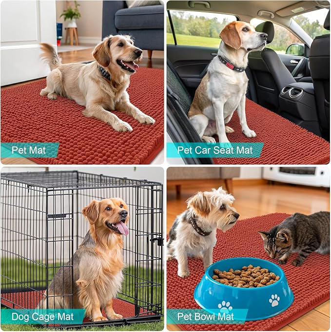 OLANLY Dog Door Mat for Muddy Paws 50x30, Super Absorbent Chenille Mud Mat | - Image 7