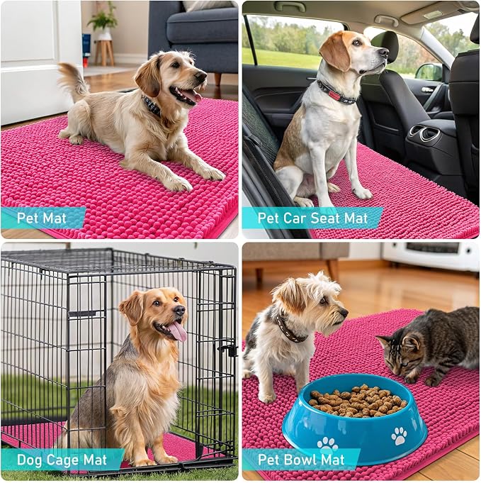 OLANLY Dog Door Mat for Muddy Paws 47x24, Super Absorbent Chenille Mud Mat | - Image 7