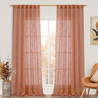 Terracotta Linen Curtains 90 Inch by LAMIT
