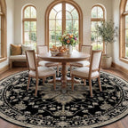 RELEANY Washable Area Rug, Round 8ft, Water Repellent, Pet Friendly, Vintage - Image 2