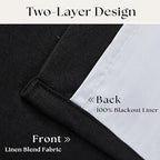 Black Pinch Pleated Full Blackout Linen 80 Inch Window Curtains 2 Panels | 100% - Image 4