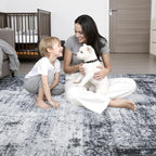 10x14 Area Rug Living Room: Modern Washable Soft Carpet Dark Black | - Image 7