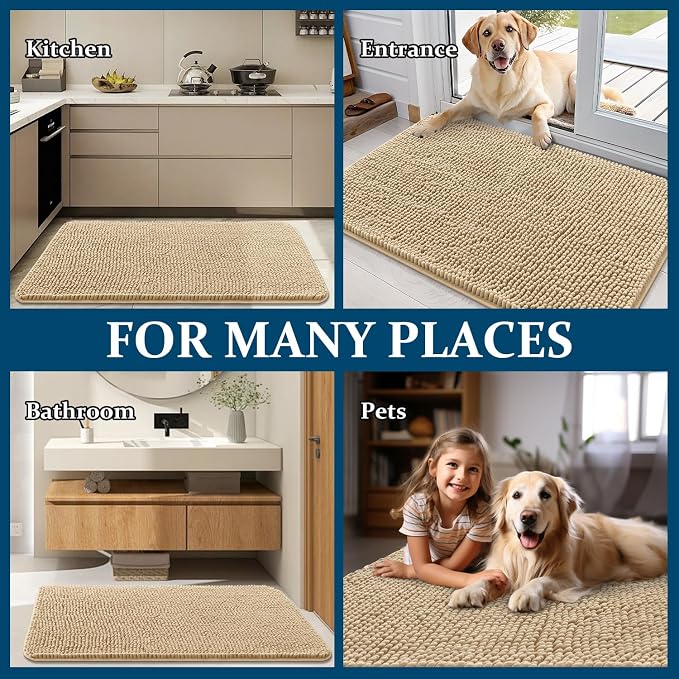 OLANLY Dog Door Mat for Muddy Paws 32x20, Super Absorbent Chenille Mud Mat | - Image 8