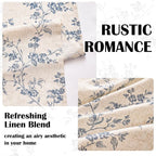 Extra Long Blue Vintage Floral Linen Curtains Farmhouse 2 Panels | Elisa Series - Image 4