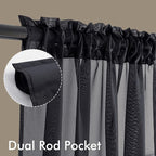 MIULEE 4 Panels Half Window Tier Black Sheer Curtains 42 x 36 Inches | Light - Image 3