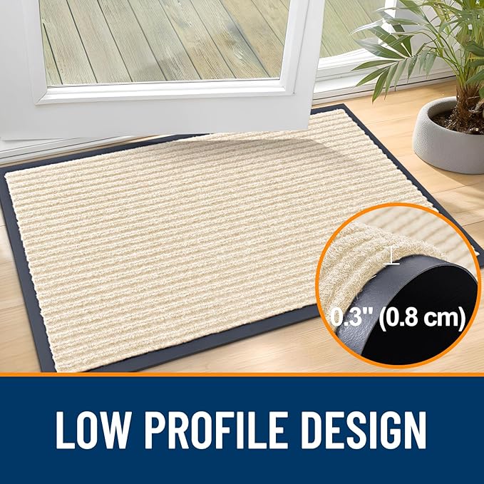 OLANLY 2-Pack Front Door Mats 47x32, Waterproof Heavy-Duty Doormats | Beige - Image 4