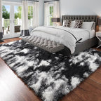 Amdrebio Black White Grey Shag Area Rug 5x7 - Image 3