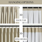 Vision Home Sand Pinch Pleated Full Blackout Curtains Linen Blended Room - Image 4