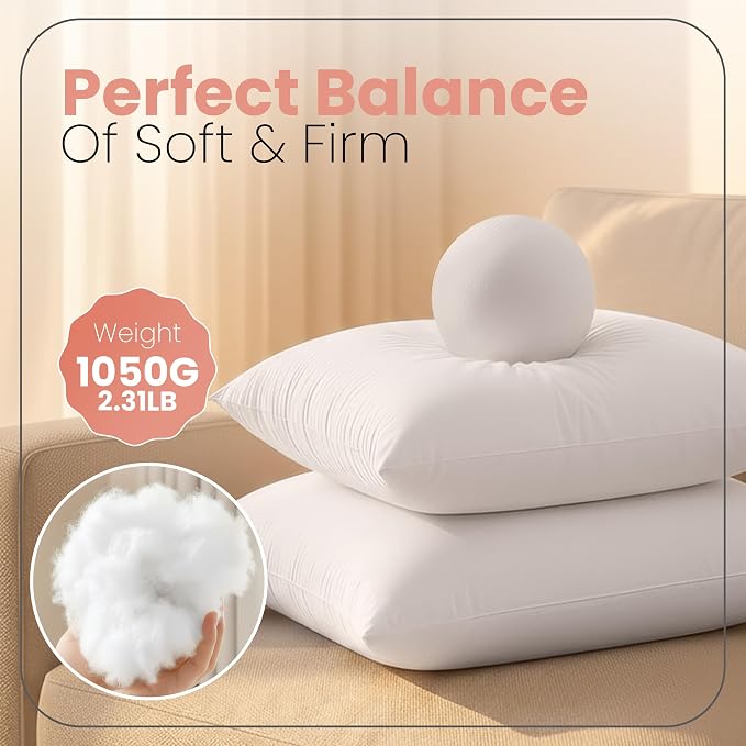 Utopia Bedding 26x26 Pillow Inserts, 2 Pack | Indoor cushion inserts - Image 2