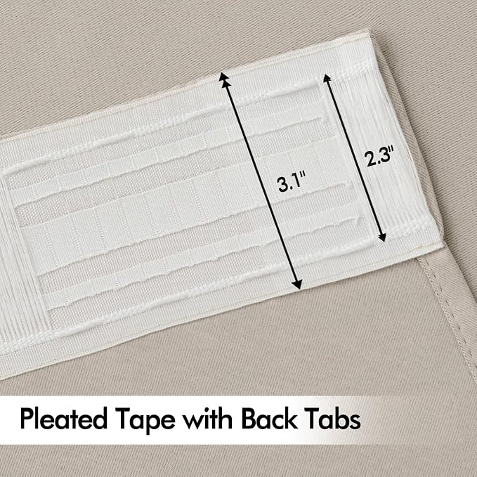 MIULEE Natural Back Tab Blackout Curtains 52x90 Inch Long 2 Panels Set | Rod - Image 4