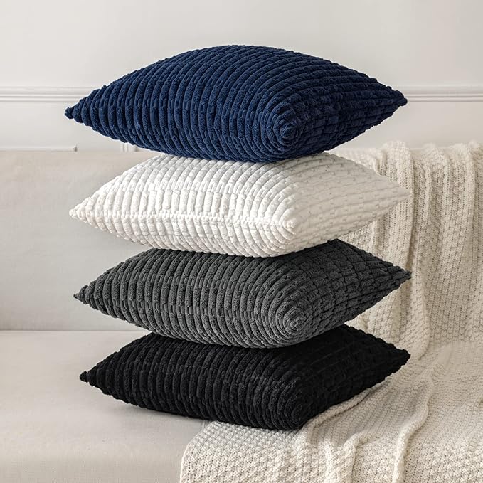 MIULEE Euro Sham Decorative Throw Pillow Covers 26x26 Navy Blue Pack of 2 | - Image 4