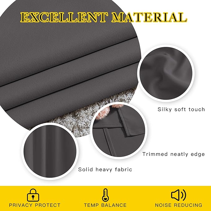 NICETOWN Blackout Grey Curtains 84 inches Long, Grommet Room Darkening Thermal - Image 4