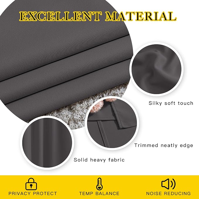 NICETOWN Grey Blackout Curtains 63 inch Length - Image 5