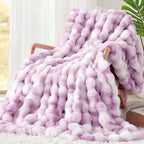 Luxury 1000GSM Faux Rabbit Fur Throw Blanket by TOUCHAT