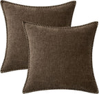 MIULEE Decorative Euro Sham Pillow Covers 24x24 Inch Brown 2 Pack | Farmhouse - Image 8