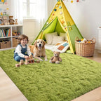 5x7 Green Fluffy Soft Area Rug Non-Slip - Image 4