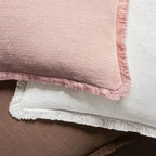 MIULEE Boho Linen Fringe Decorative Euro Throw Pillow Covers White 28x28 | Set - Image 4