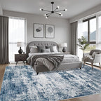 Area Rug Living Room: 4x6 Modern Washable Indoor Soft Carpet Blue | - Image 3
