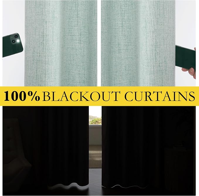 NICETOWN Linen Blackout 108 inch Curtains - Image 3