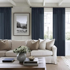 Navy Blue 80 Inch Pinch Pleated Linen Curtains 2 Panels Set | Light Filtering - Image 6
