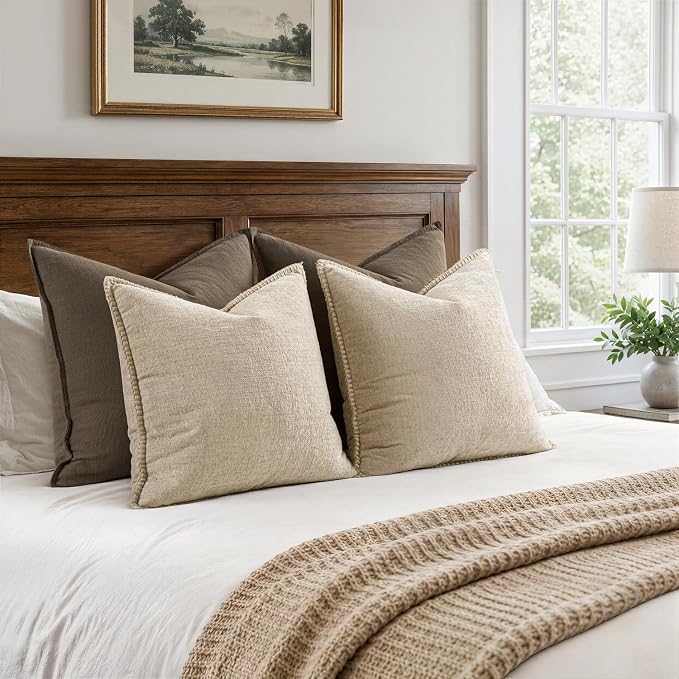 MIULEE Decorative Couch Throw Pillow Covers 20x20 Inch Beige 2 Pack | Neutral - Image 6