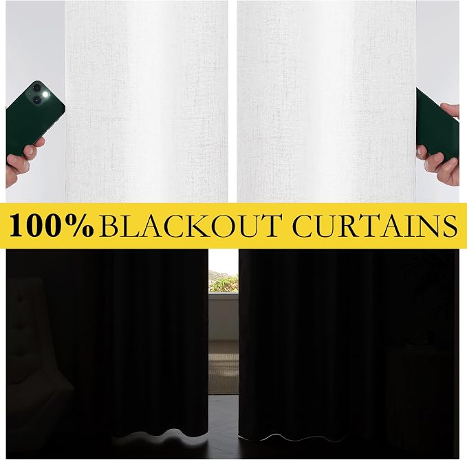 NICETOWN Full Blackout Linen Curtains 102" Length - Image 3