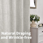 Extra Long Grey Linen Semi Sheer Curtains 102 Inch Length 2 Panels | Light - Image 9