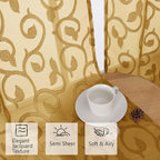 Furman Sheer Curtains 45 Inch Length 2 Panels Set, Elegant Geometric Jacquard - Image 2