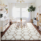 6x9 Area Rugs for Living Room Bedroom, Fluffy White and Beige Geometric Rug | - Image 9